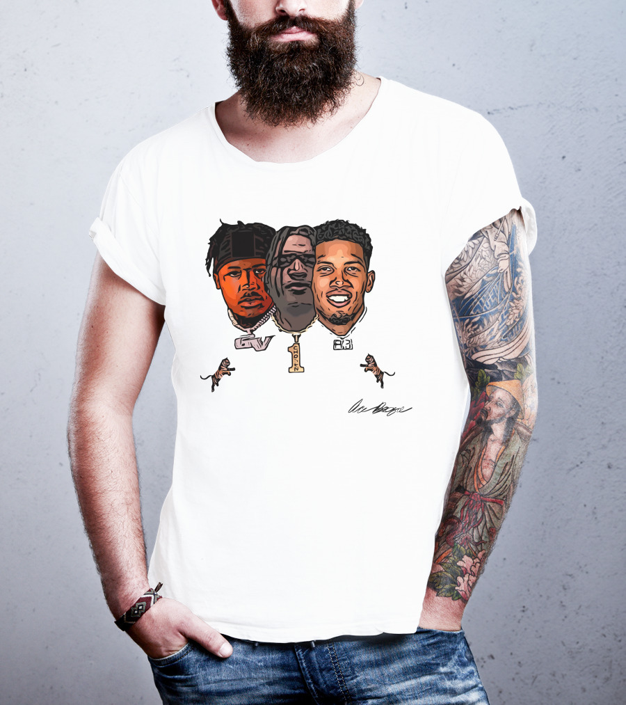 Joe Burrow Ja'Marr Chase Tee Higgins Tyler Boyd Bengals Football Faces And Chains T-Shirt