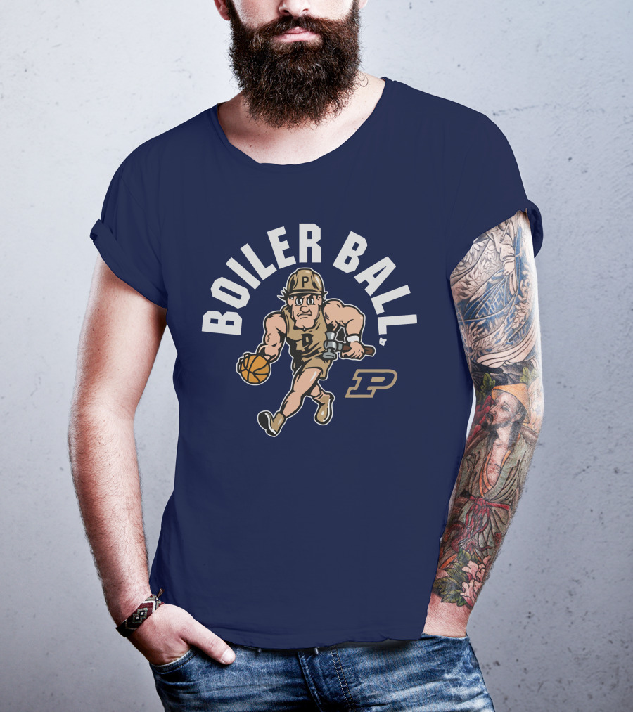 Purdue Boiler Ball Mascot Dribbling Basketball T-Shirt