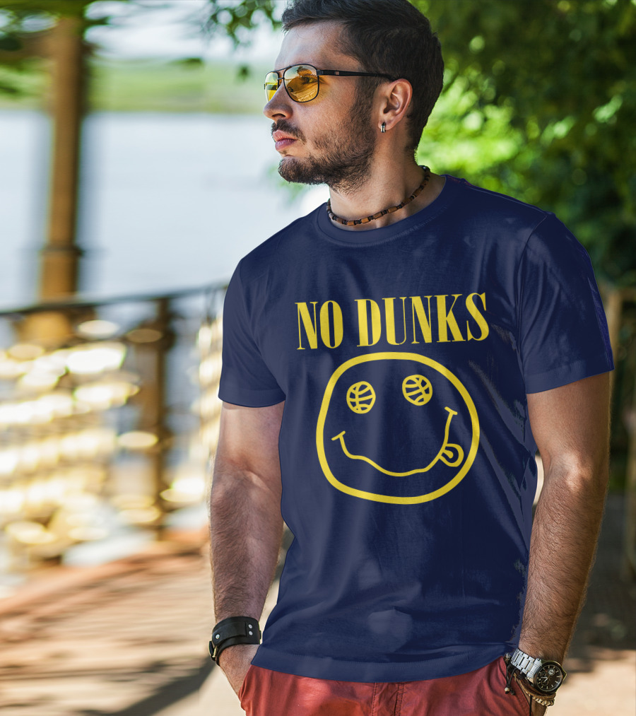 No Dunks Smiley Face Basketball Eyes T-Shirt