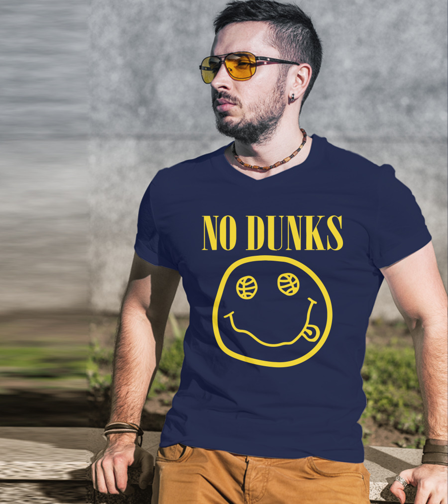 No Dunks Smiley Face Basketball Eyes T-Shirt