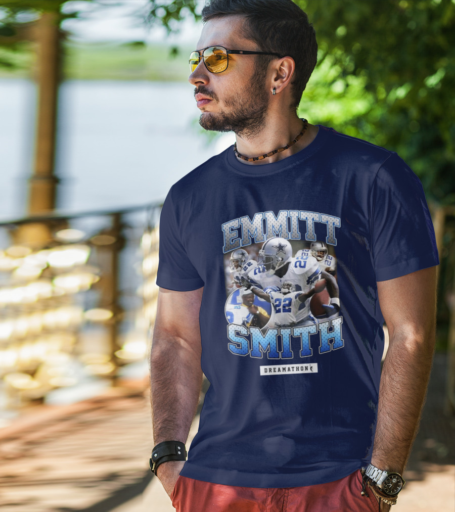 Emmitt Smith Dreamathon Dallas Cowboys Collage T-Shirt