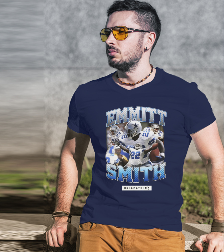 Emmitt Smith Dreamathon Dallas Cowboys Collage T-Shirt