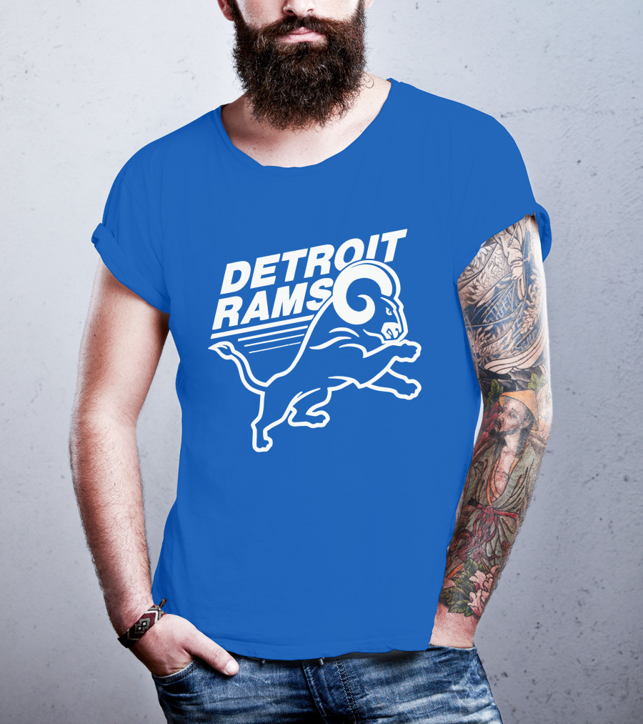Detroit Rams Football Team Logo Crossover Fan Merchandise T-Shirt
