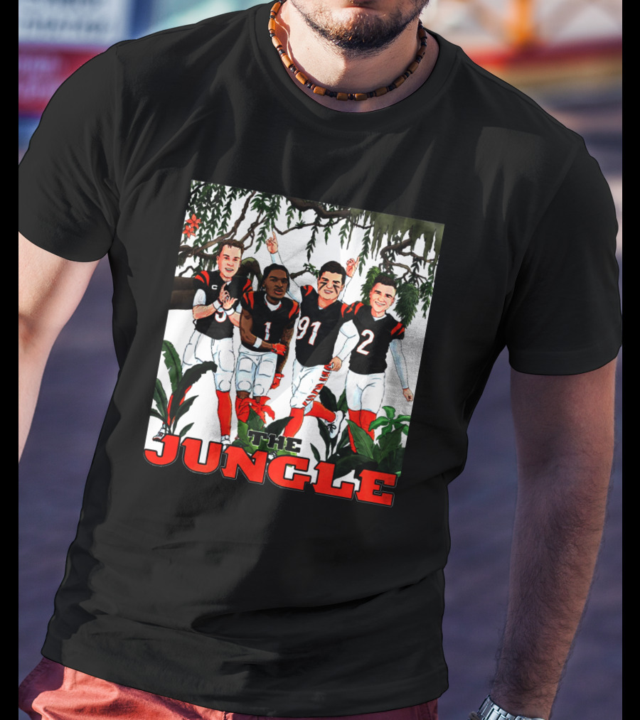 The Jungle Football Players In Team Jerseys Celebrating In Forest T-Shirt