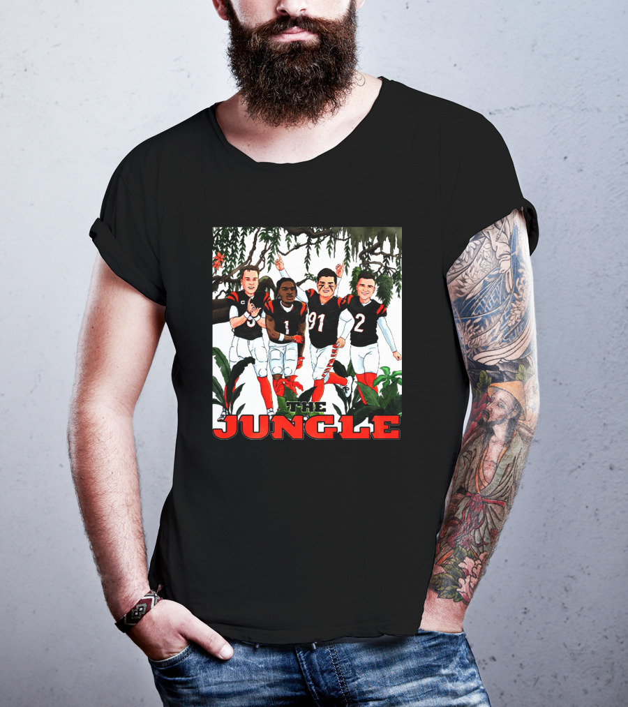 The Jungle Football Players In Team Jerseys Celebrating In Forest T-Shirt