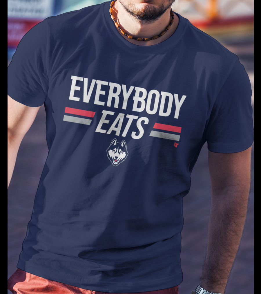 UConn Everybody Eats Husky Logo Navy Blue T-Shirt