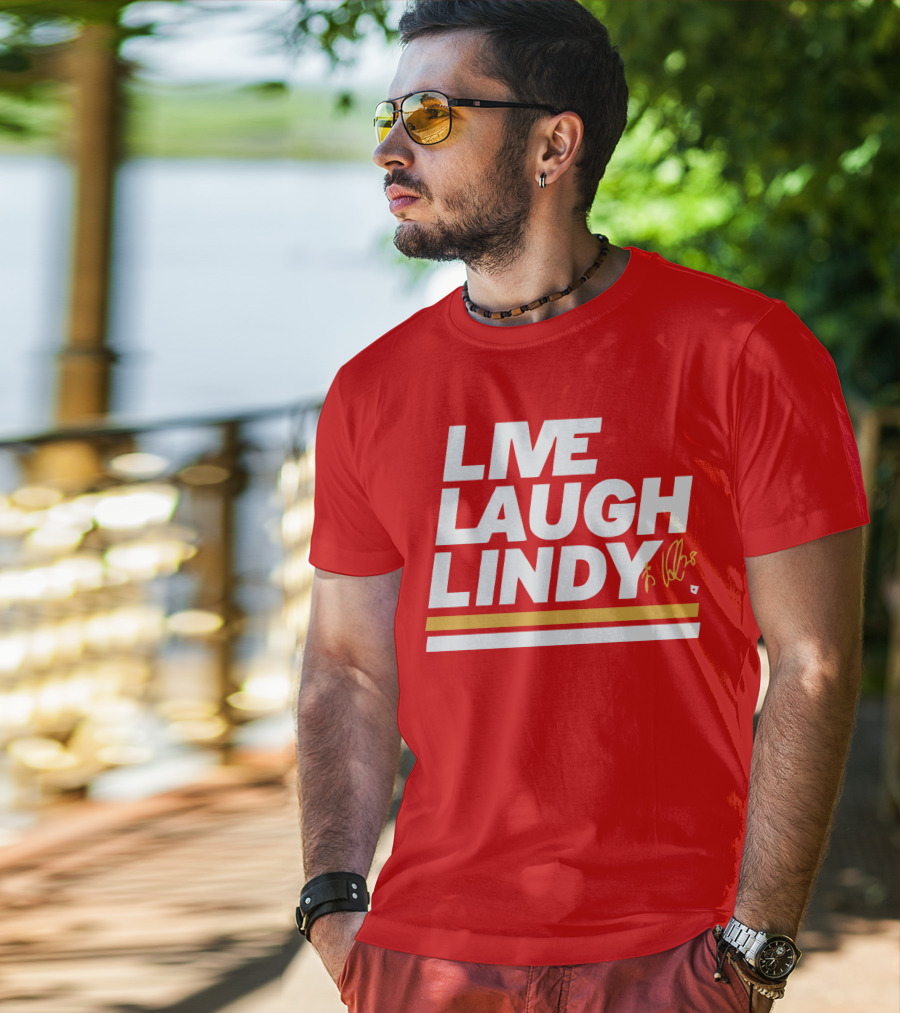 Elias Lindholm Live Laugh Lindy Bold Red Text With Signature T-Shirt