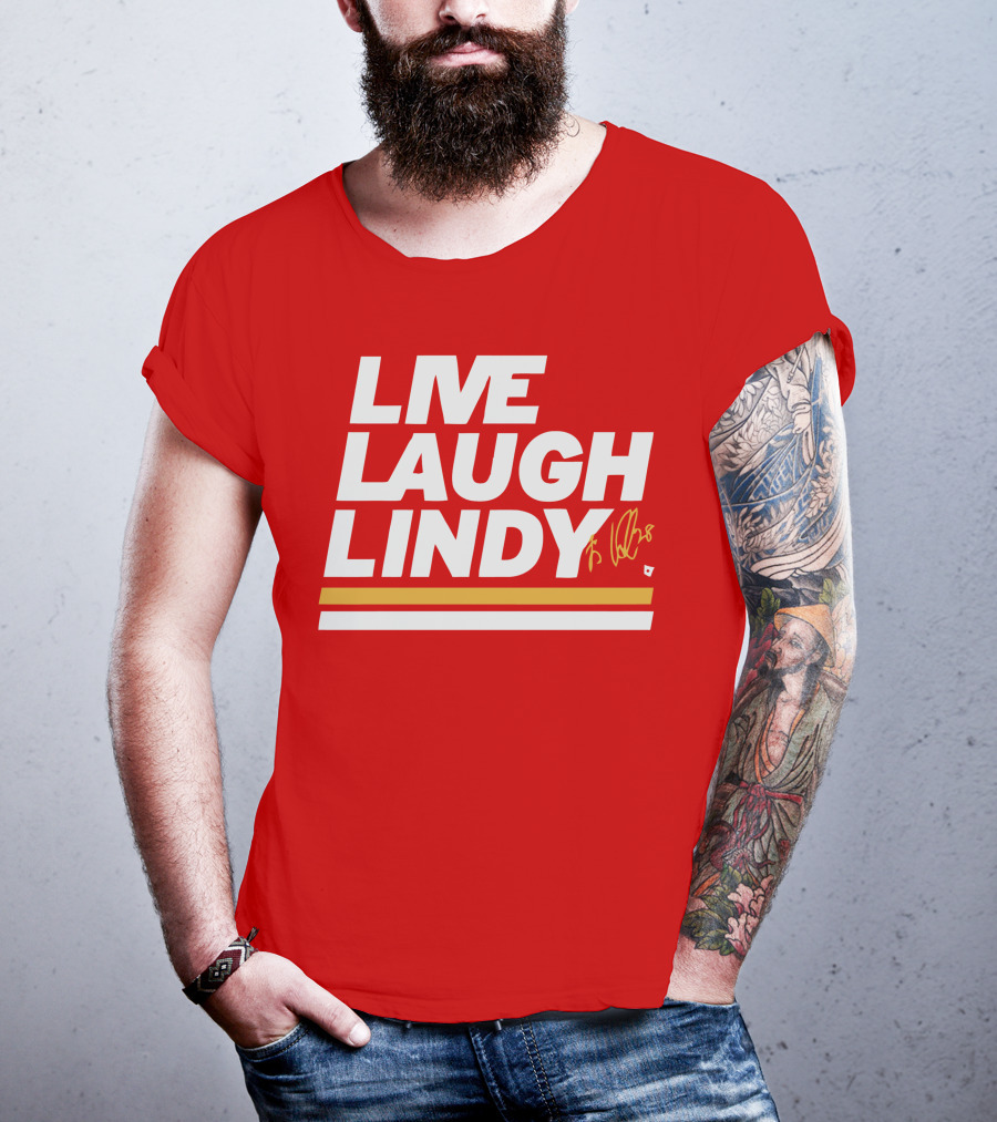 Elias Lindholm Live Laugh Lindy Bold Red Text With Signature T-Shirt