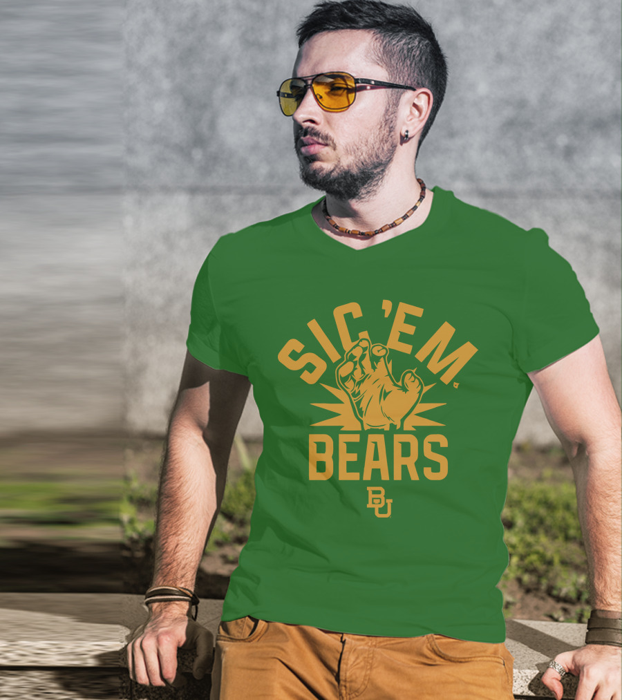 Sic 'Em Bears BU Baylor Paw Green Gold T-Shirt