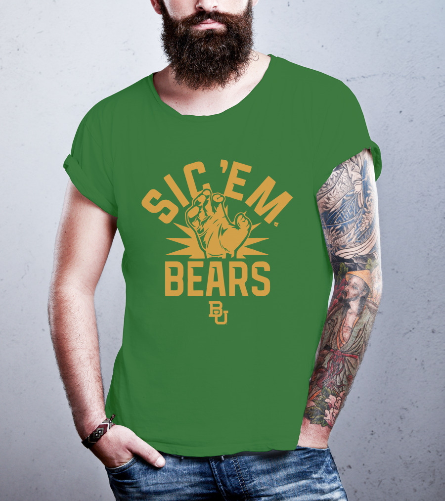 Sic 'Em Bears BU Baylor Paw Green Gold T-Shirt