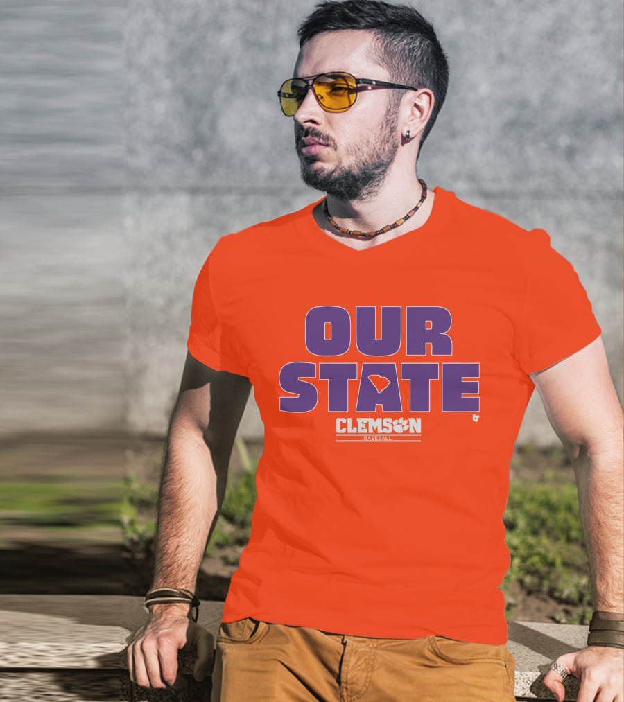 Clemson Baseball Our State South Carolina Outline T-Shirt