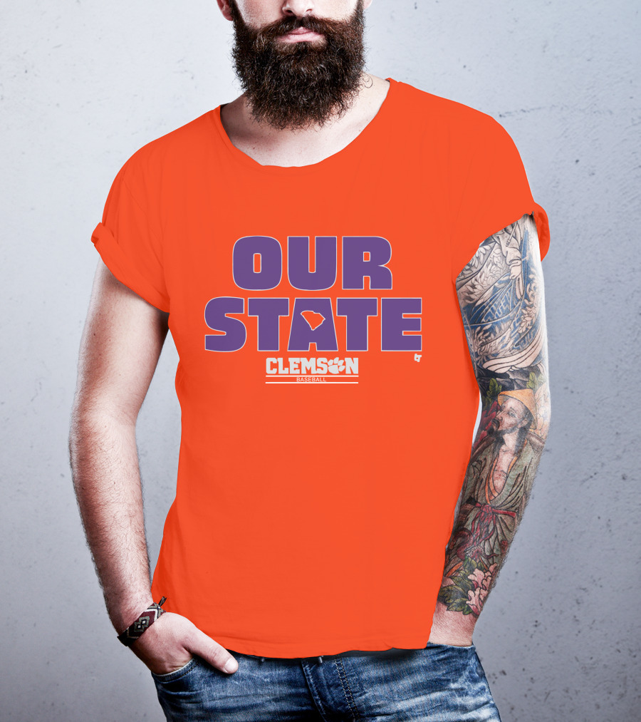Clemson Baseball Our State South Carolina Outline T-Shirt