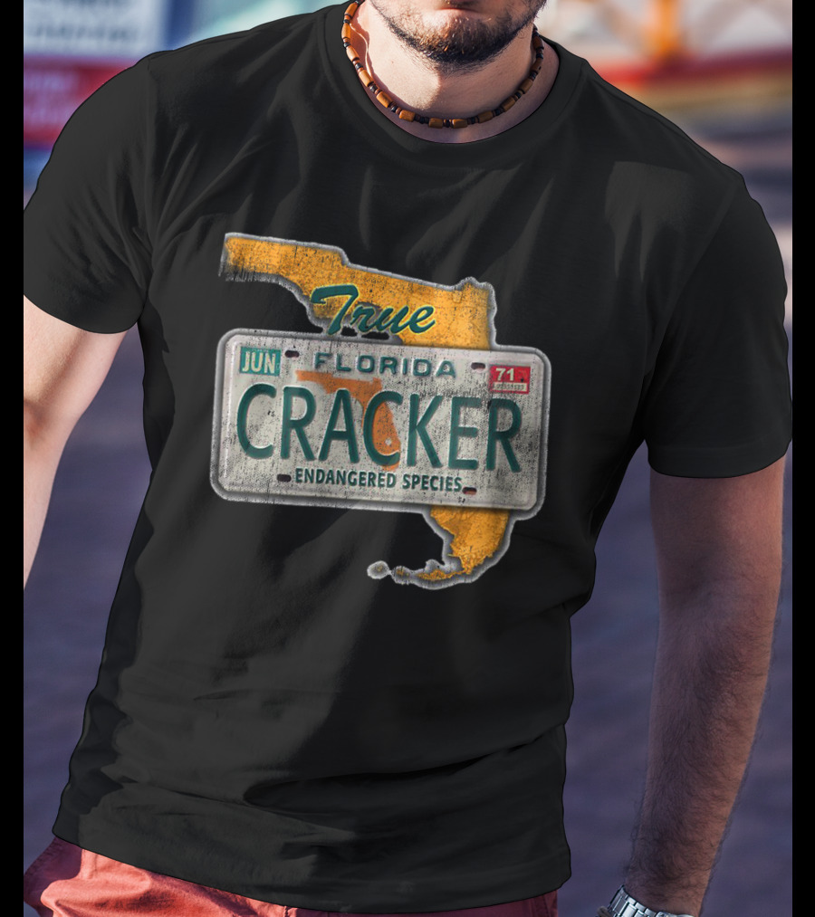 True Florida Cracker Endangered Species License Plate Map T-Shirt