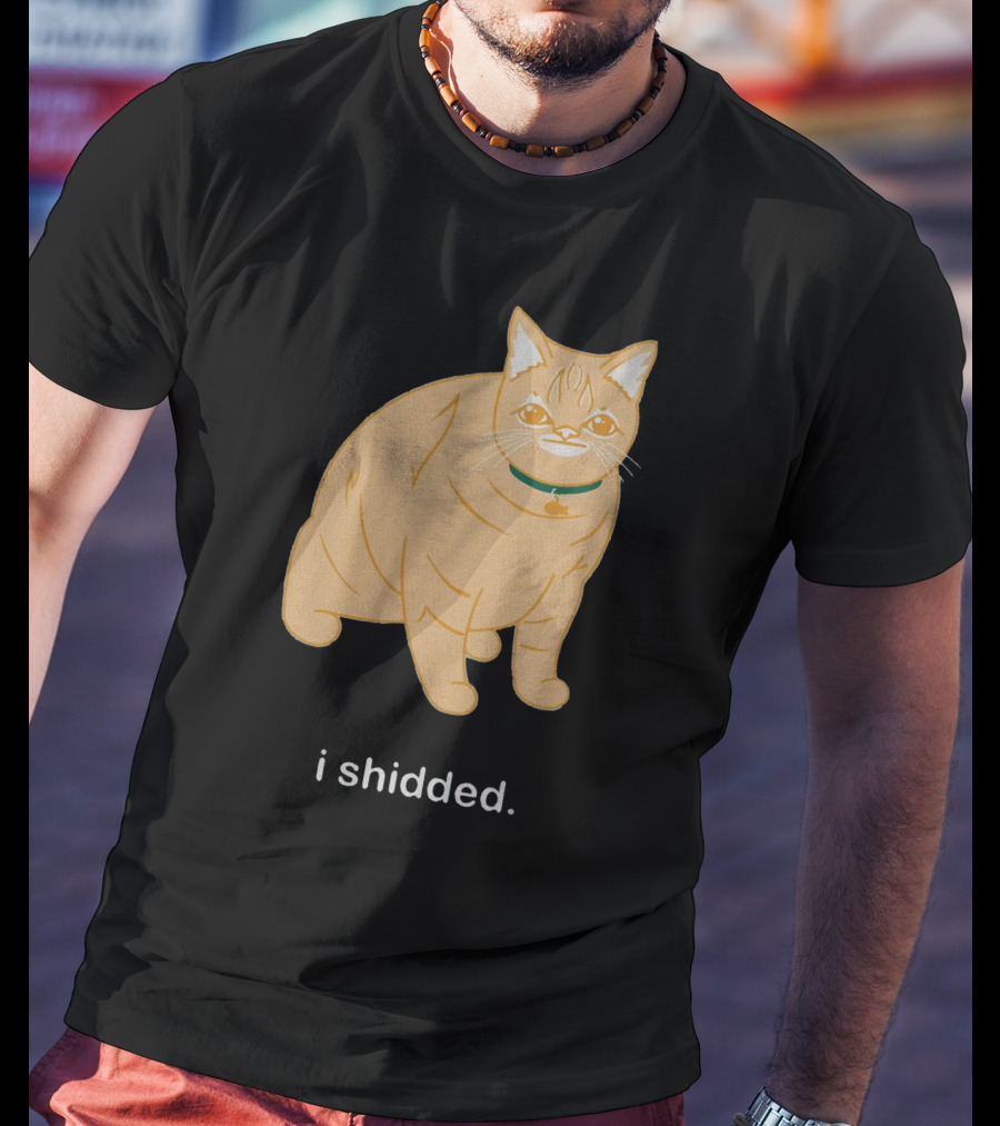 I Shidded Cat Orange Feline With Green Collar T-Shirt