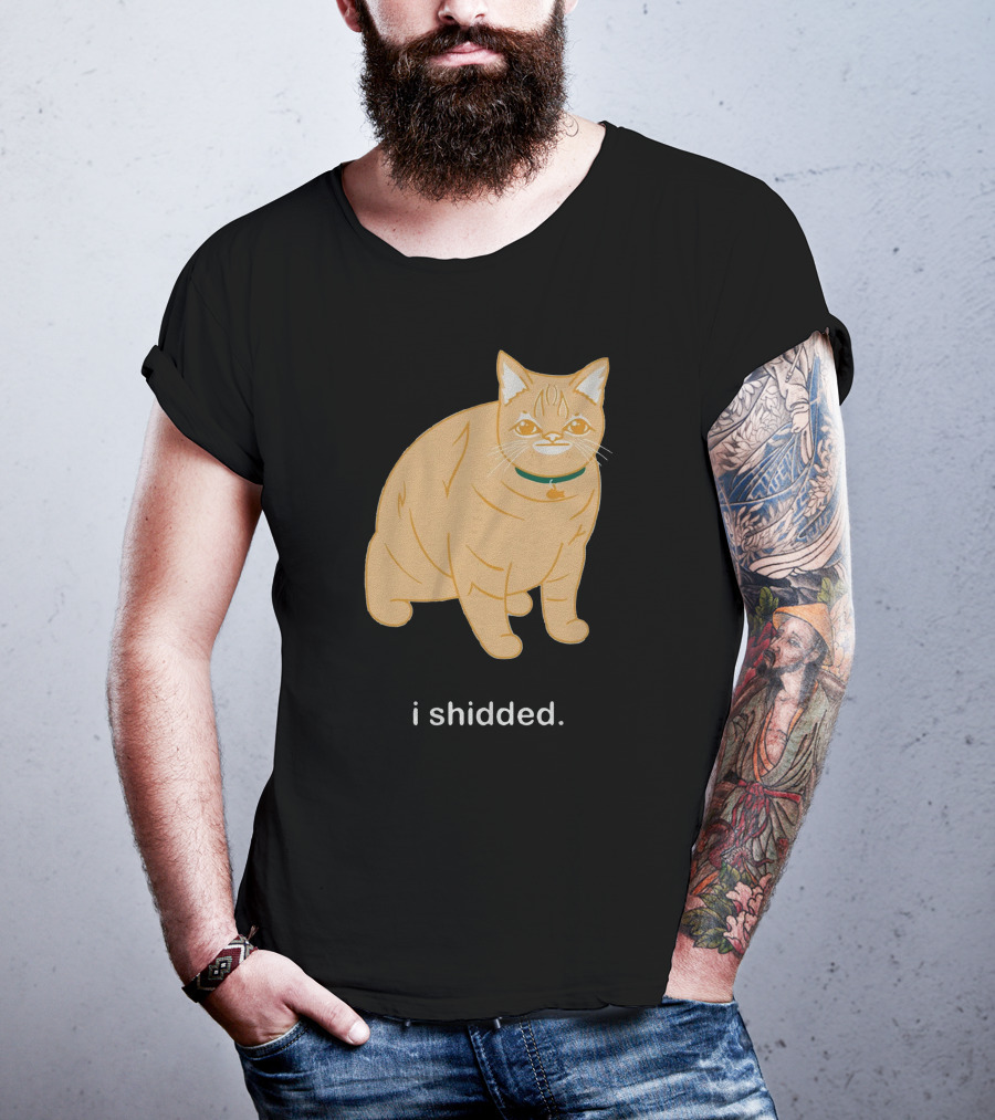 I Shidded Cat Orange Feline With Green Collar T-Shirt