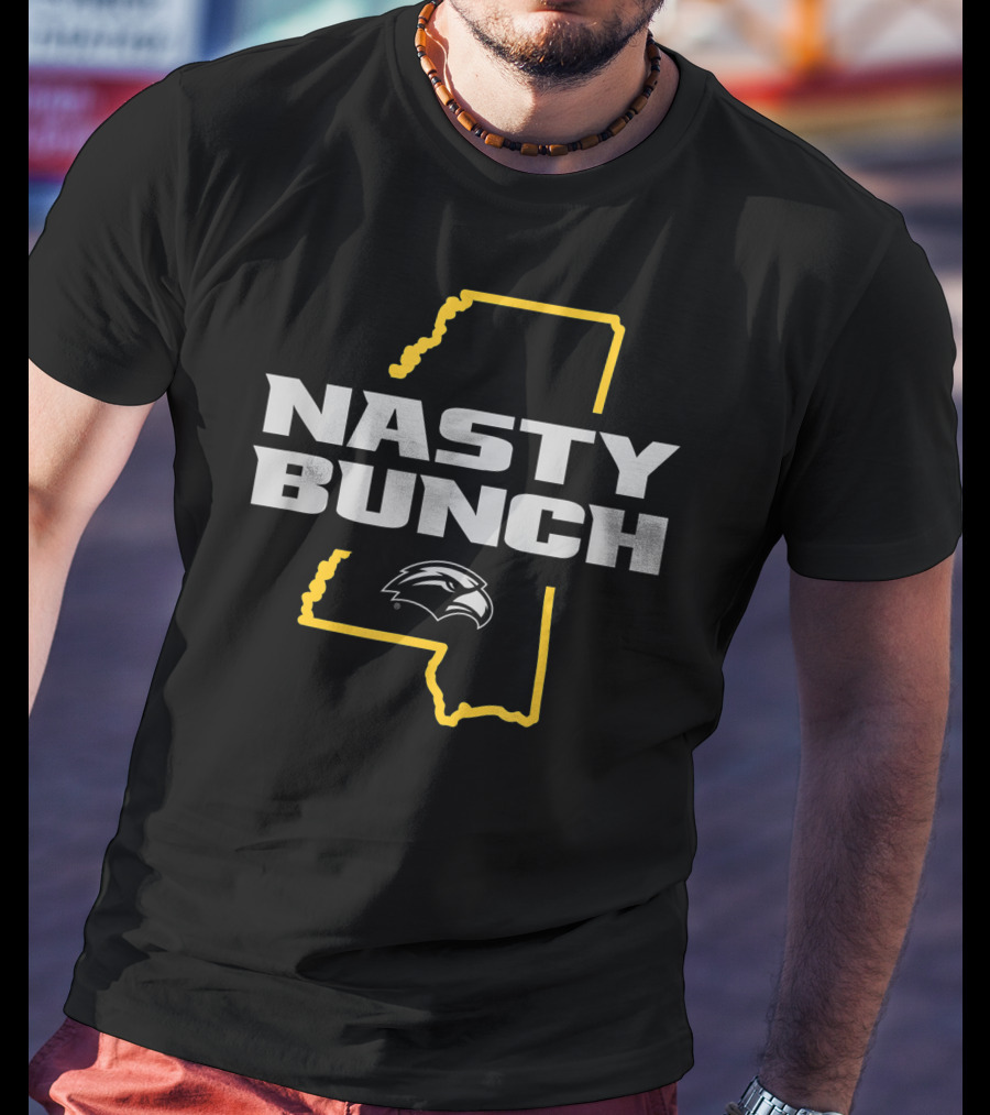 Southern Miss Golden Eagles Nasty Bunch Mississippi Outline T-Shirt