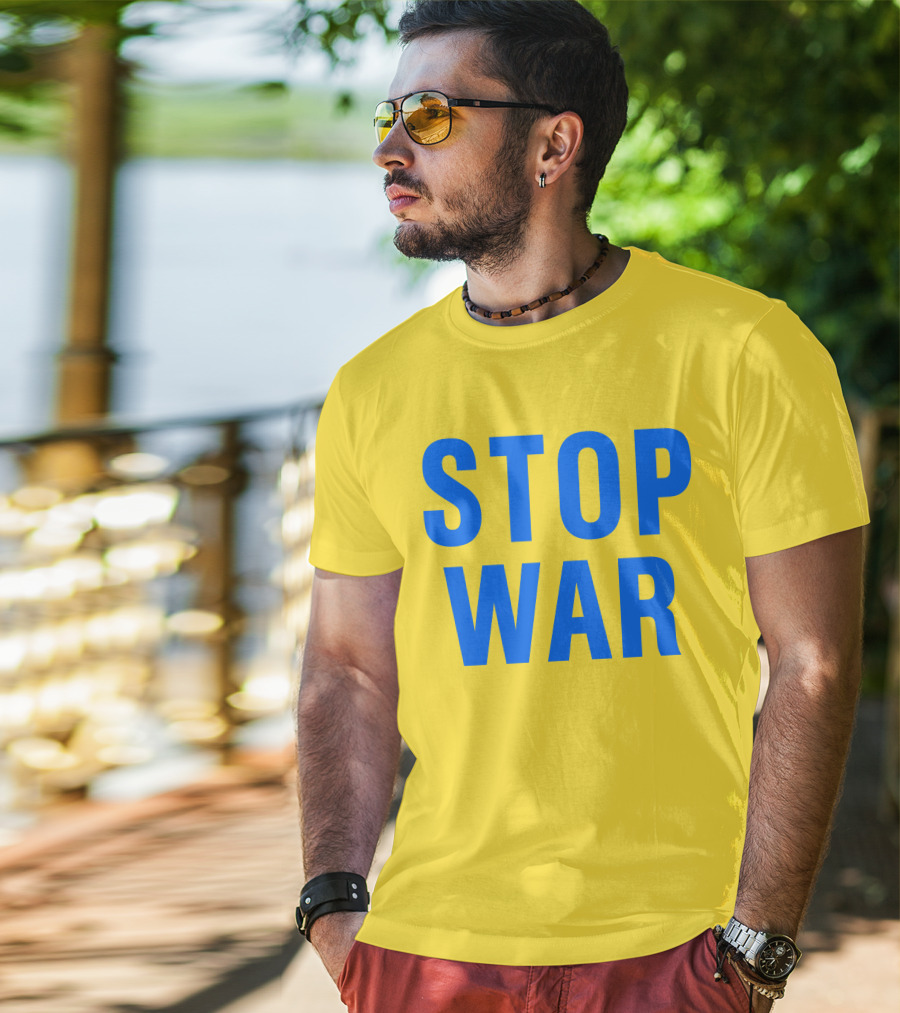 Illia Kovtun Stop War Shirt Bold Blue Typography T-Shirt