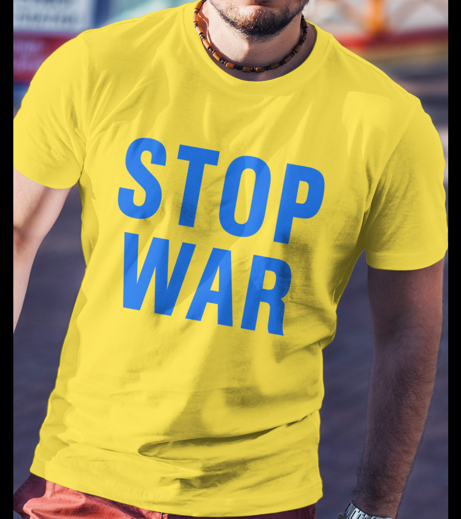 Illia Kovtun Stop War Shirt Bold Blue Typography T-Shirt