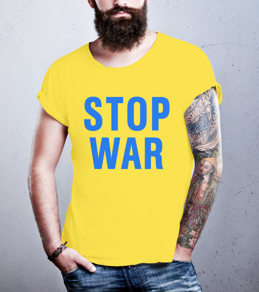 Illia Kovtun Stop War Shirt Bold Blue Typography T-Shirt