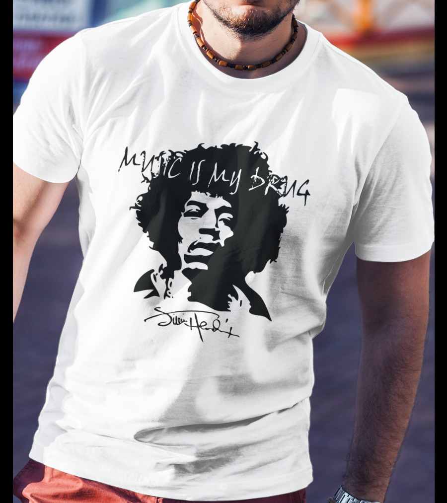 Jimi Hendrix Music Is My Drug Face T-Shirt