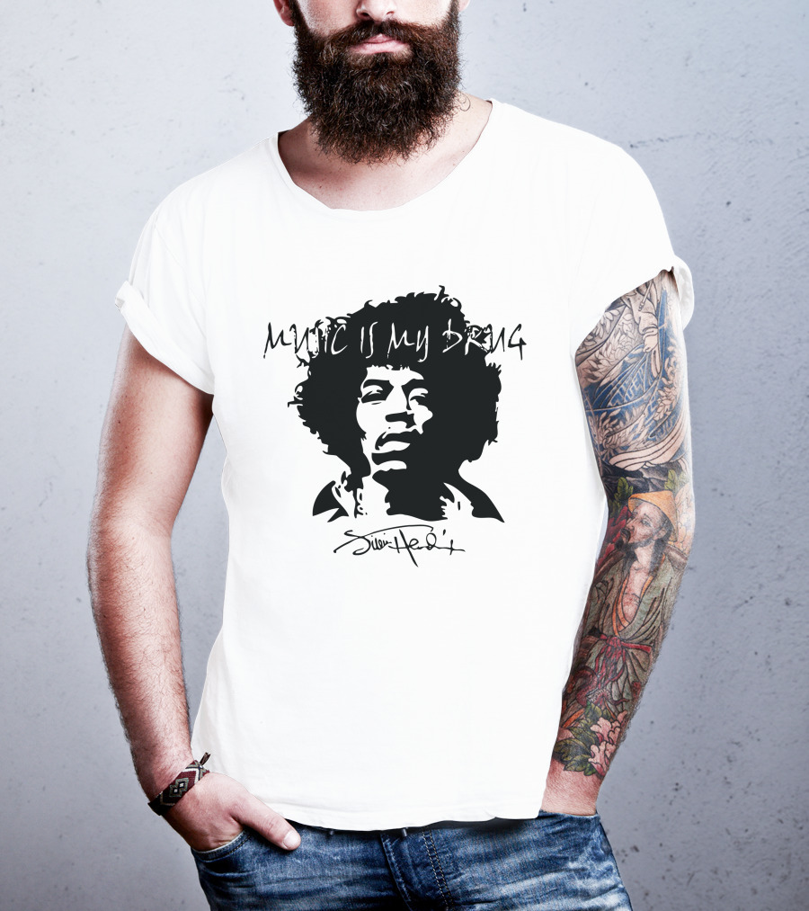 Jimi Hendrix Music Is My Drug Face T-Shirt