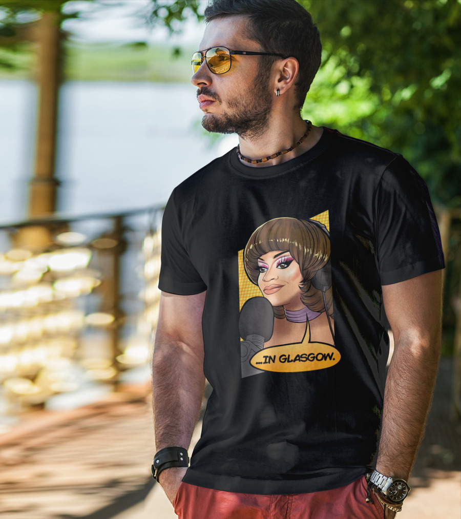 Mybest Judy .in Glasgow Pop Art Style Radio Host Microphone Comic T-Shirt