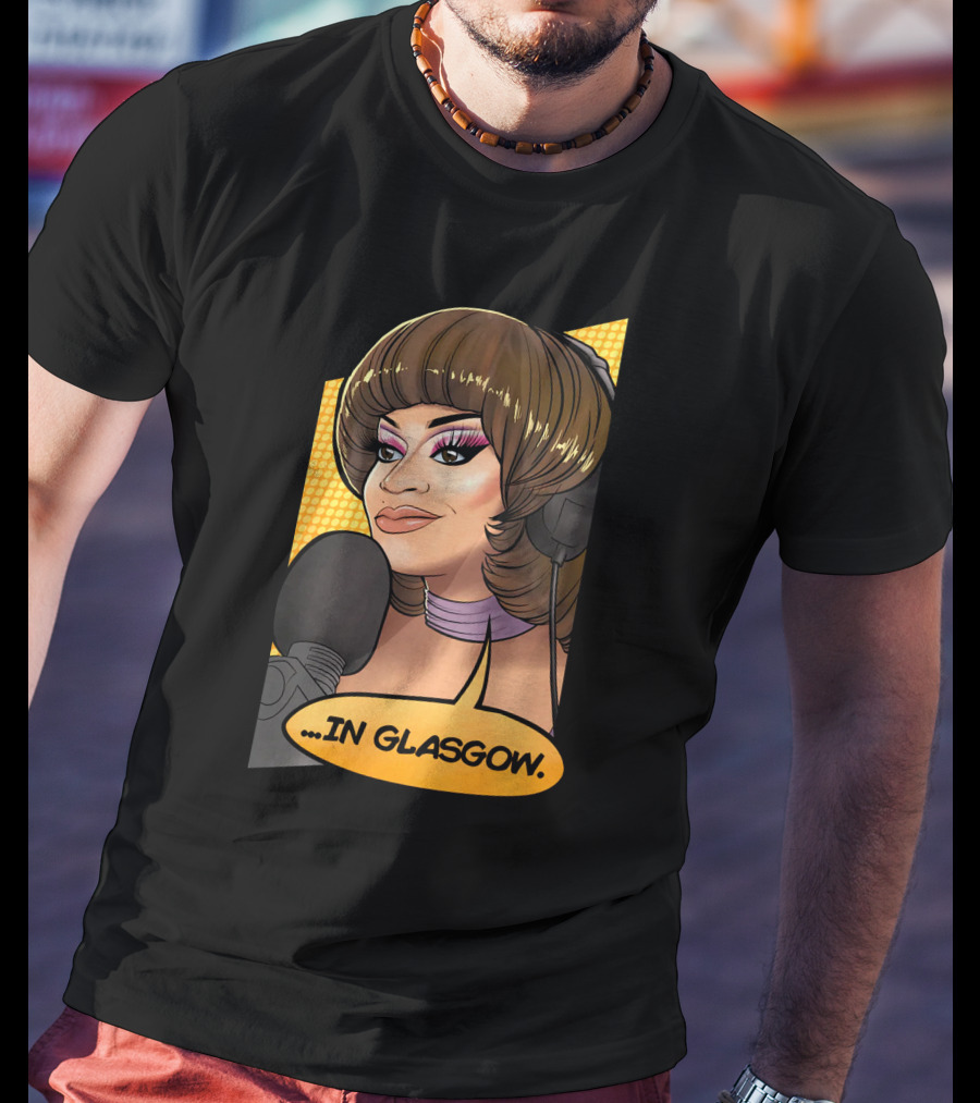 Mybest Judy .in Glasgow Pop Art Style Radio Host Microphone Comic T-Shirt