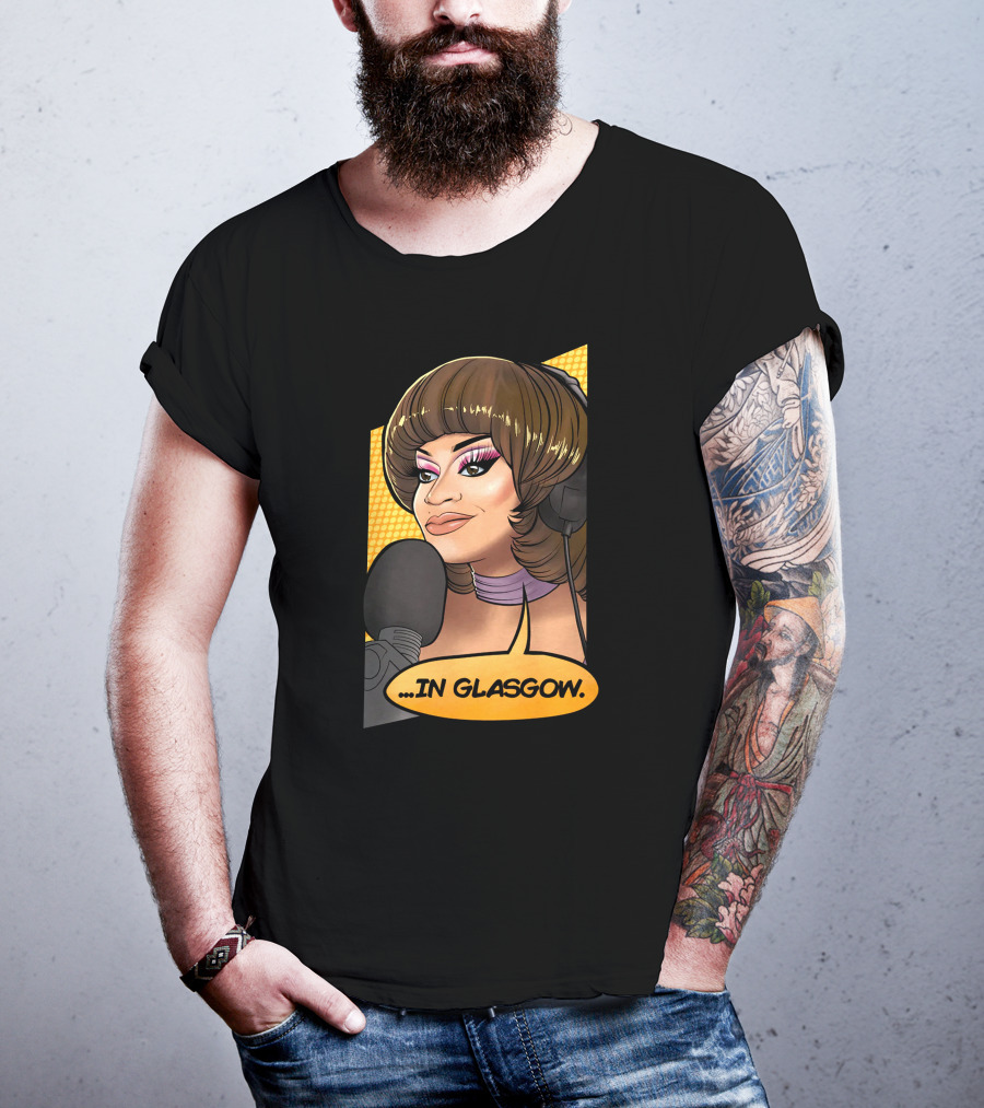 Mybest Judy .in Glasgow Pop Art Style Radio Host Microphone Comic T-Shirt