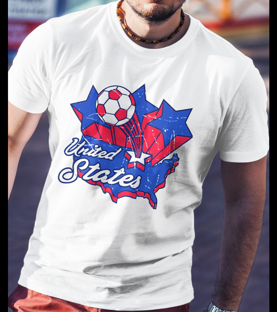 United States Soccer Vintage Map Stars And Ball T-Shirt