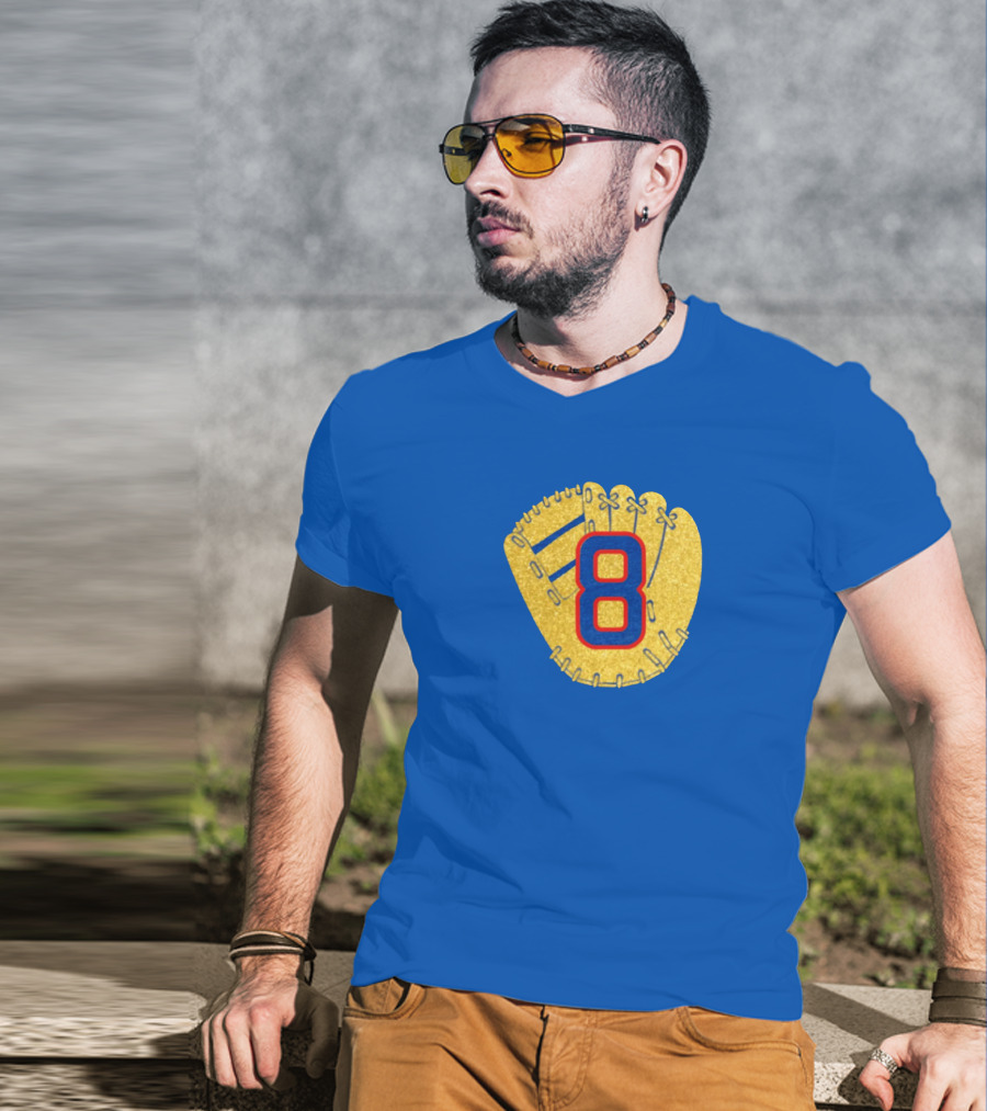 Gold Glove 8 Blue Background T-Shirt