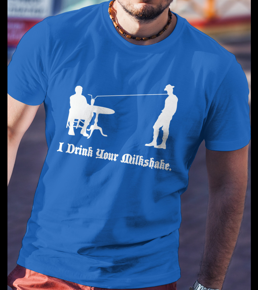 I Drink Your Milkshake Vintage Silhouette Blue T-Shirt