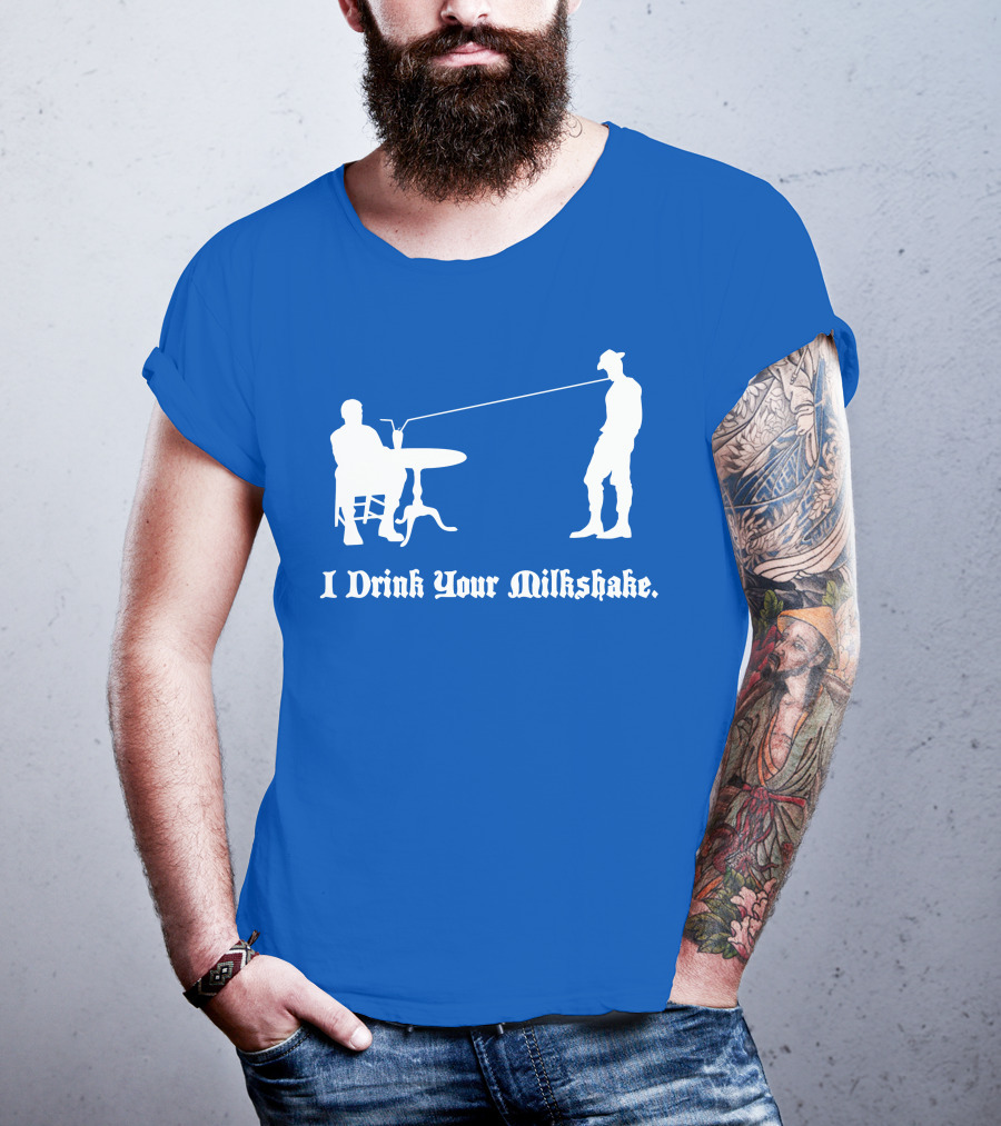 I Drink Your Milkshake Vintage Silhouette Blue T-Shirt