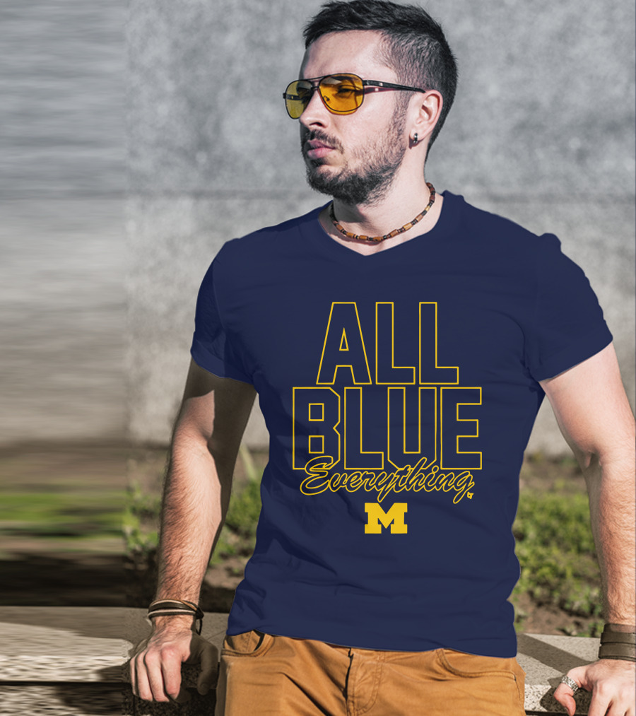 Michigan Wolverines Football All Blue Everything T-Shirt