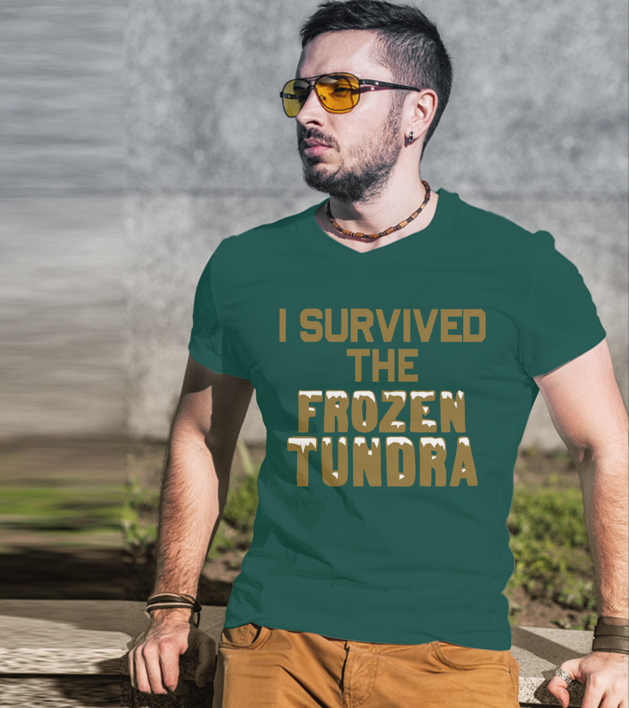I Survived The Frozen Tundra Statement With Ice-Capped Letters T-Shirt