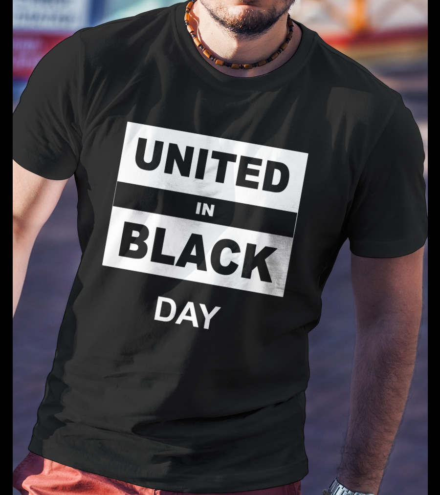 United In Black Day Bold White Block Text T-Shirt