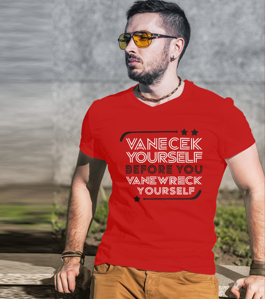 Vanecek Yourself Before You Vanewreck Yourself Stars Red T-Shirt