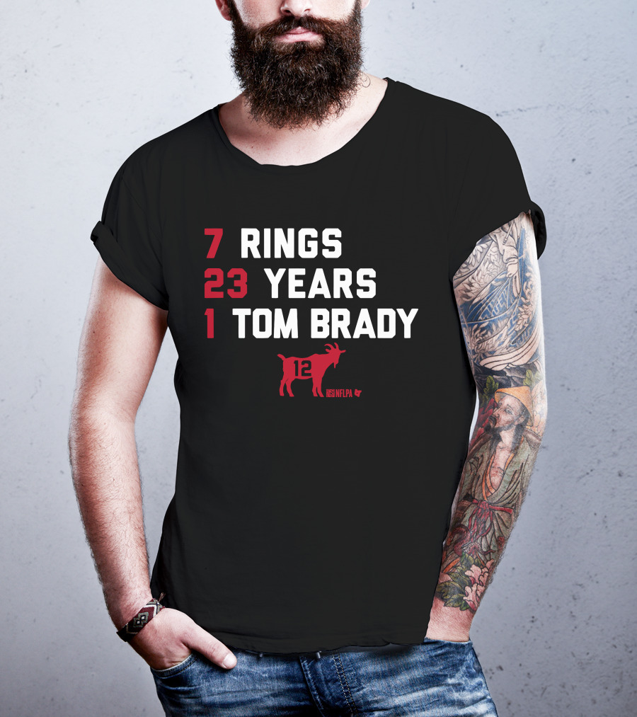 7 Rings 23 Years 1 Tom Brady NFLPA GOAT 12 T-Shirt