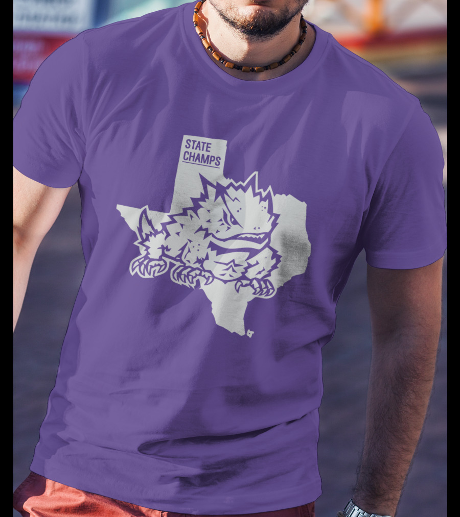 TCU State Champs Texas Horned Frog Outline T-Shirt