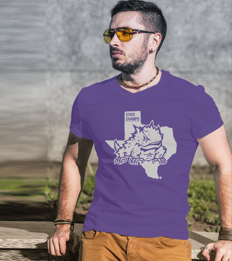 TCU State Champs Texas Horned Frog Outline T-Shirt