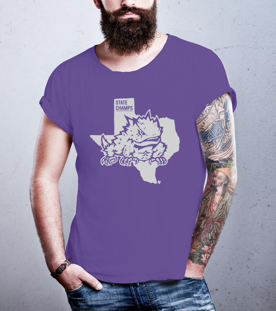 TCU State Champs Texas Horned Frog Outline T-Shirt
