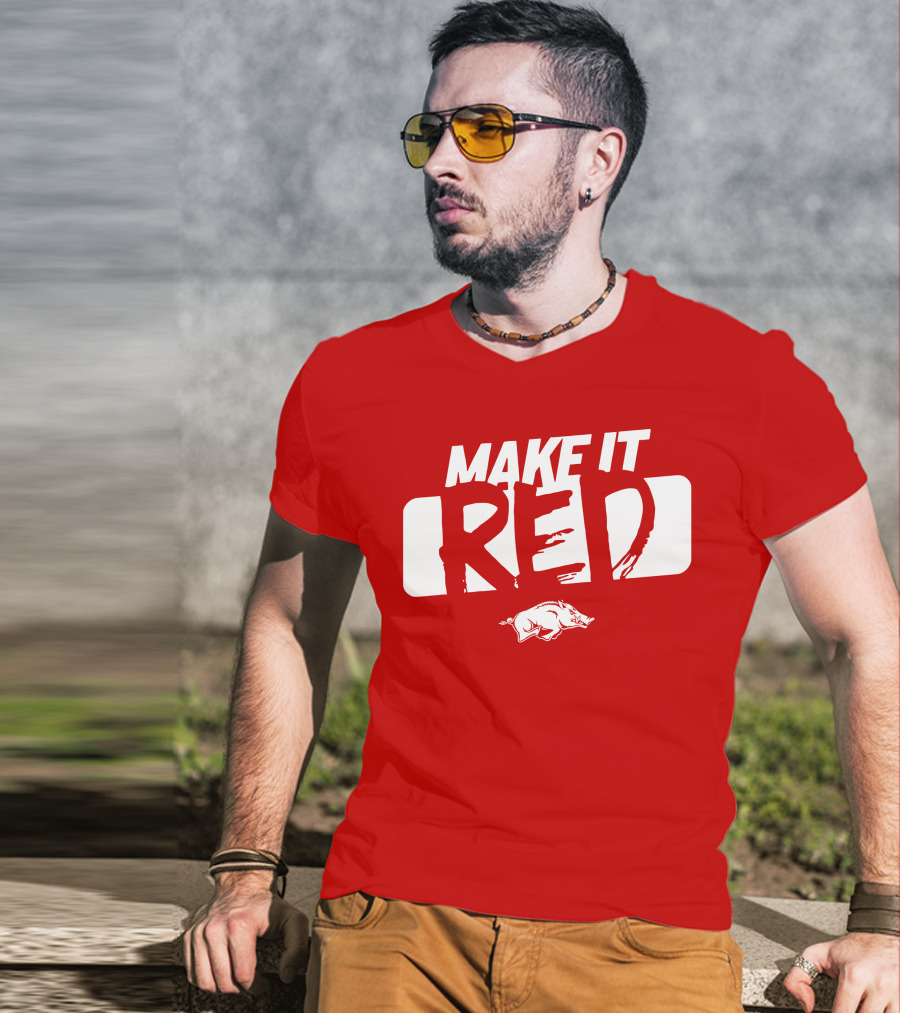 Make It Red Arkansas Razorbacks Bold Team Spirit T-Shirt