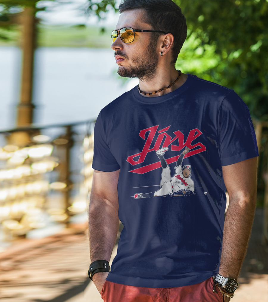 José Ramírez Slide Illustration With Cleveland Baseball Inspiration T-Shirt
