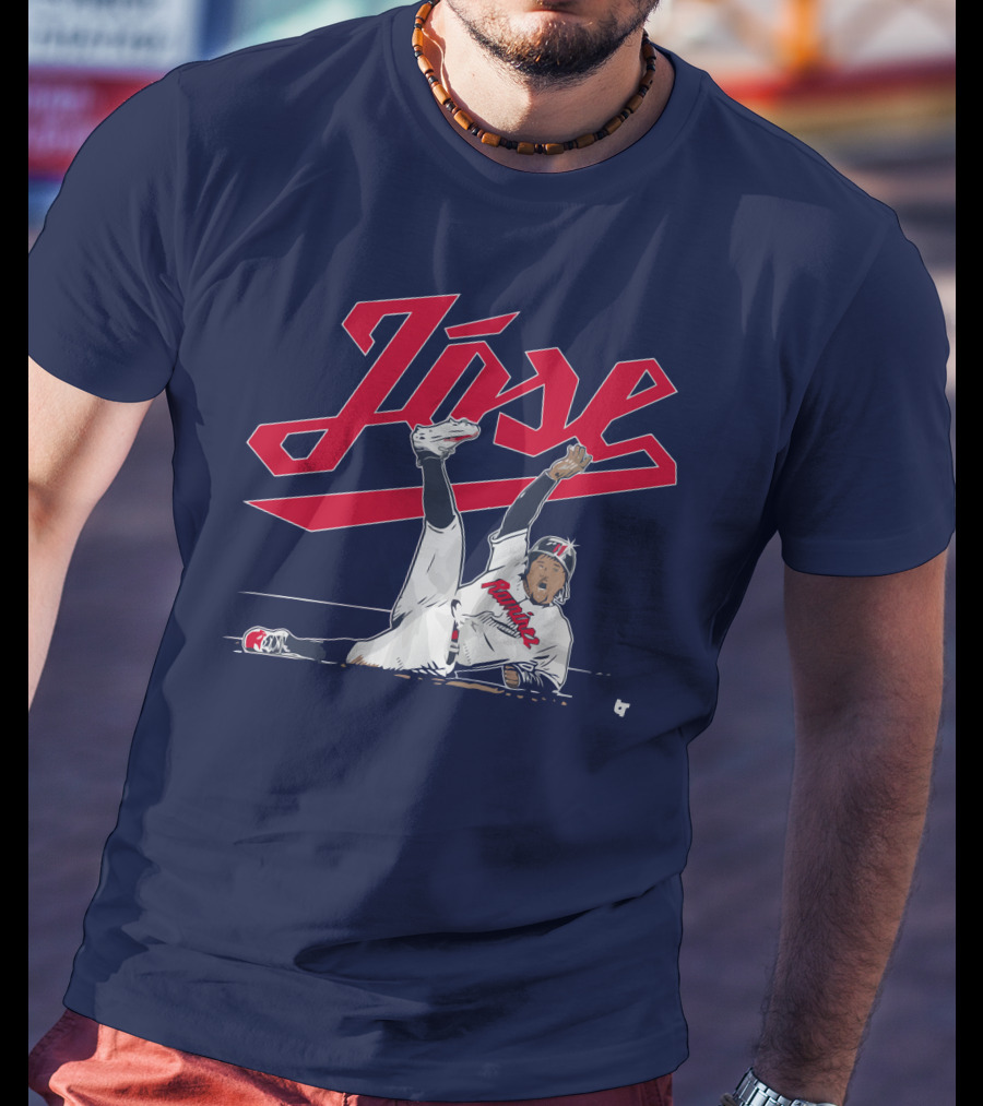 José Ramírez Slide Illustration With Cleveland Baseball Inspiration T-Shirt