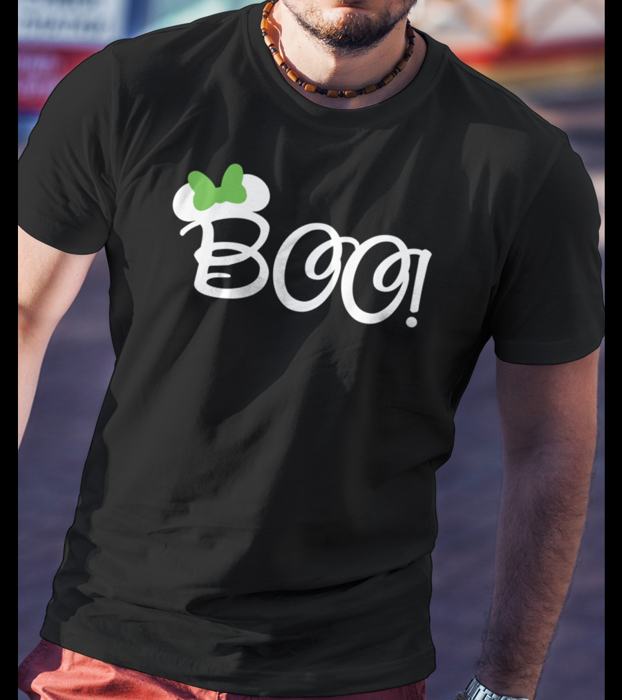 Boo Green Bow Halloween Cartoon Relaxed Fit T-Shirt