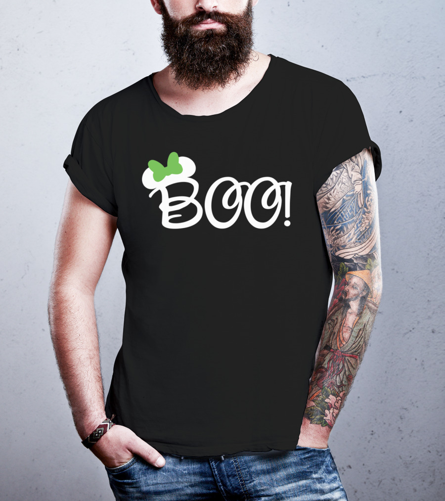 Boo Green Bow Halloween Cartoon Relaxed Fit T-Shirt