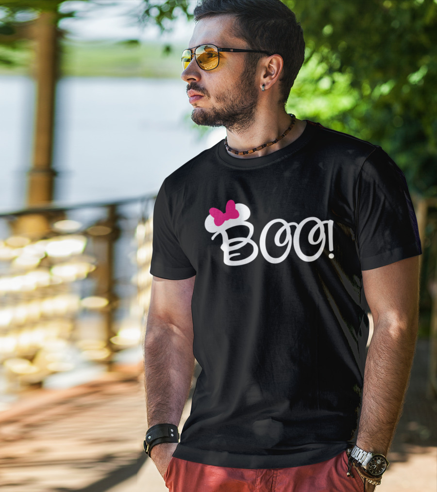 Boo Pink Bow Halloween Relaxed Fit T-Shirt