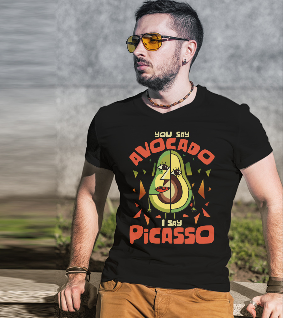 You Say Avocado I Say Picasso Cubist Avocado Face Art Teacher Humor T-Shirt