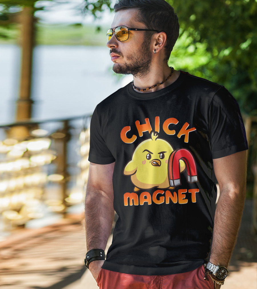 Chick Magnet Funny Halloween Costume Magnetic Little Chick With Magnet T-Shirt