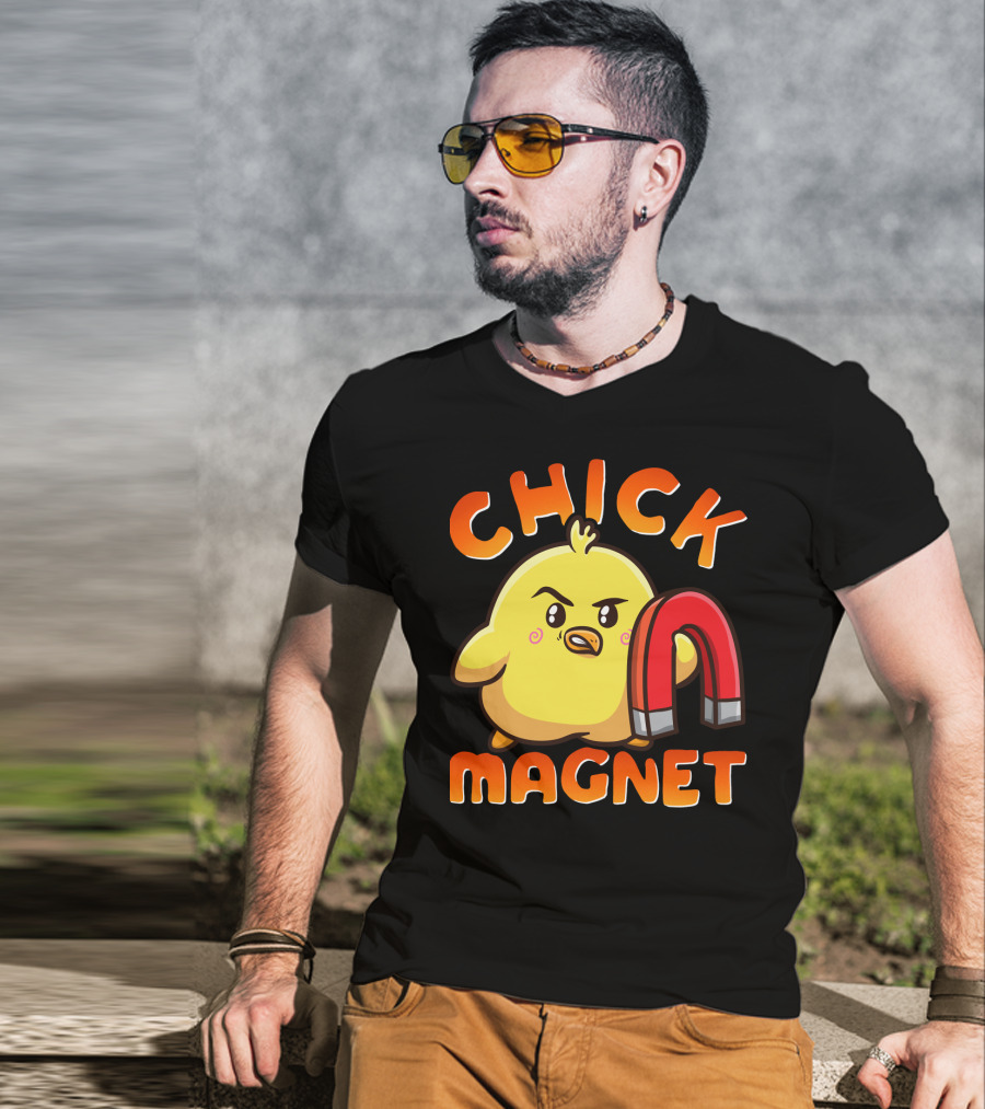 Chick Magnet Funny Halloween Costume Magnetic Little Chick With Magnet T-Shirt