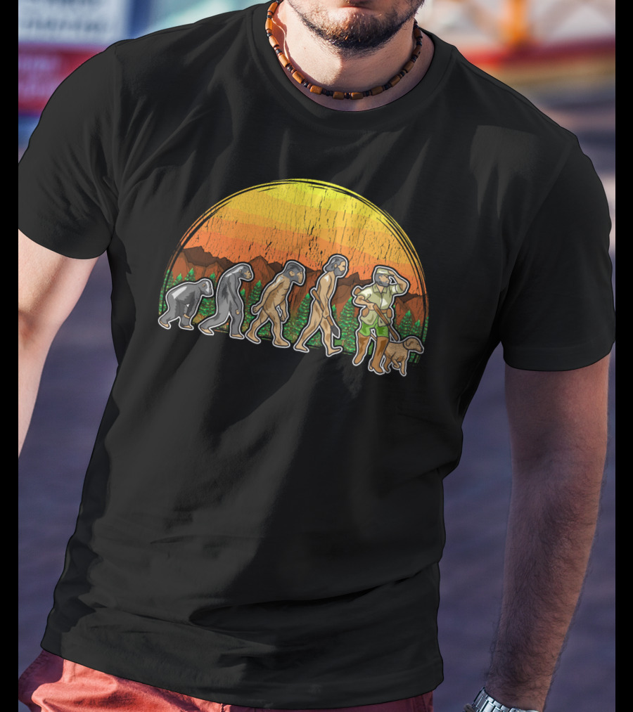 Duck Hunter Goose Grouse Hunting Evolution Sunset Silhouette With Dog T-Shirt